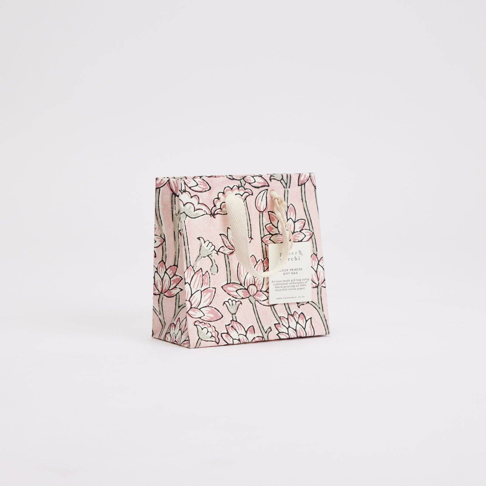 Block Printed Gift Bags (Small) - Pink Earth