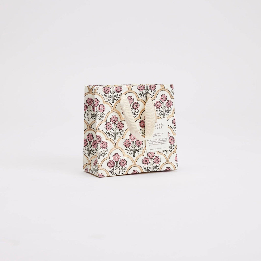 Block Printed Gift Bags (Small) - Pink Earth