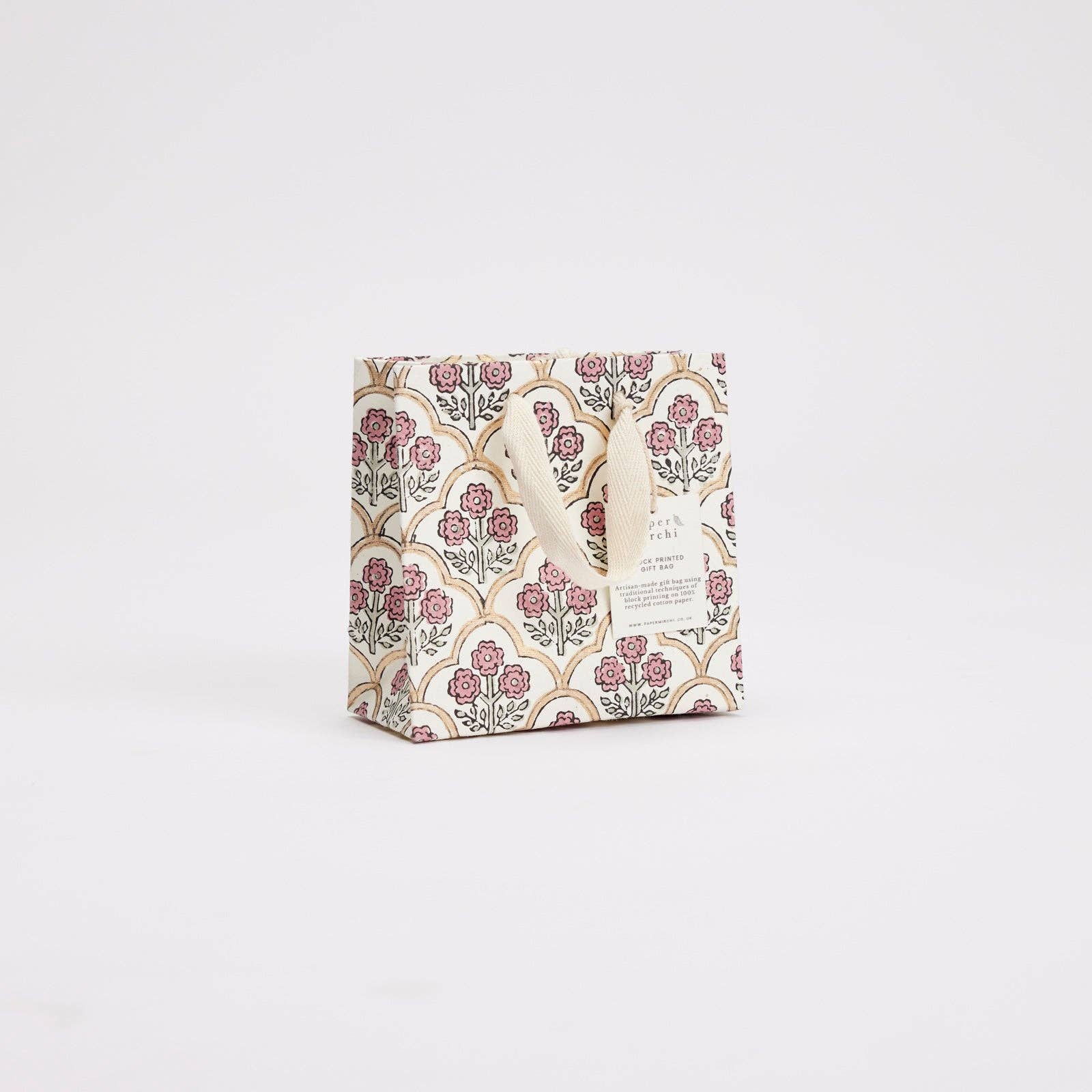Block Printed Gift Bags (Small) - Pink Earth