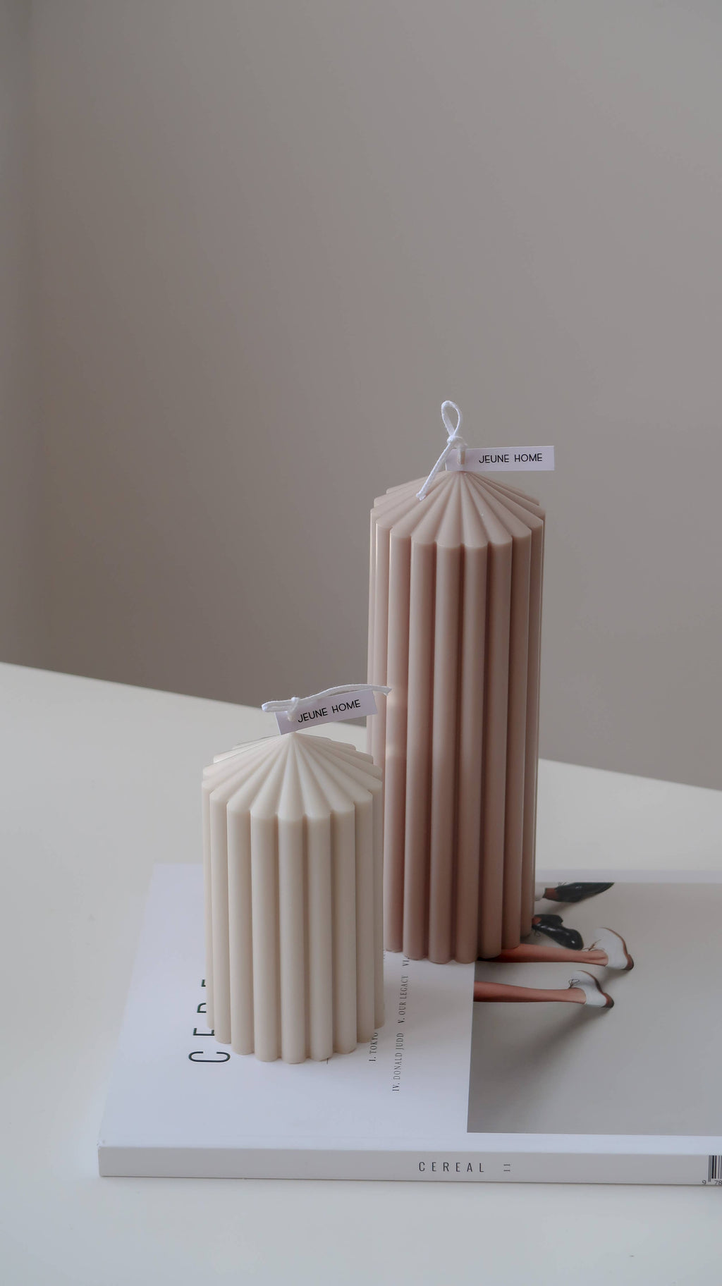 Tall ribbed thick soy scented candle