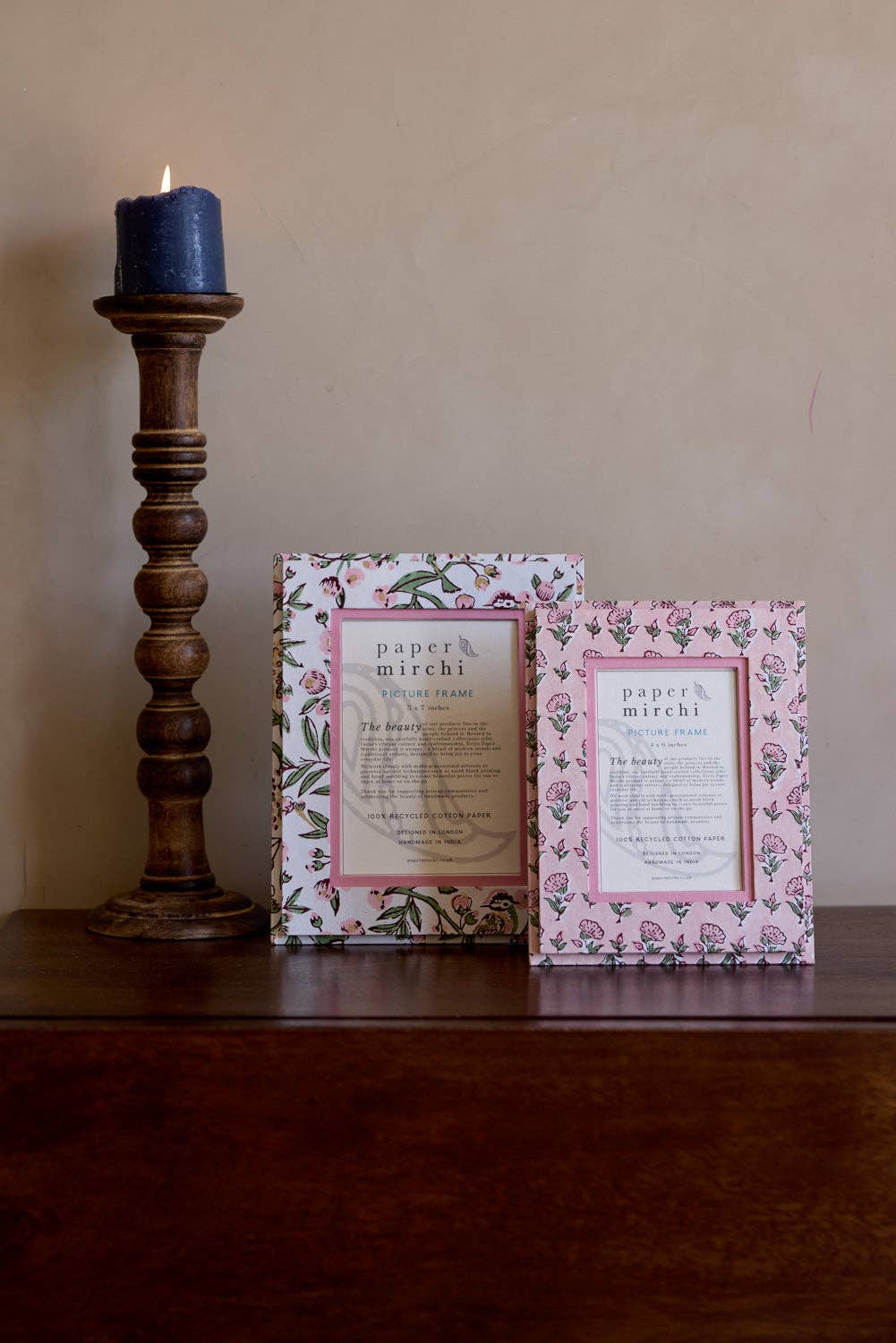 Block Printed Picture Frame (5x7) - Songbird Blush