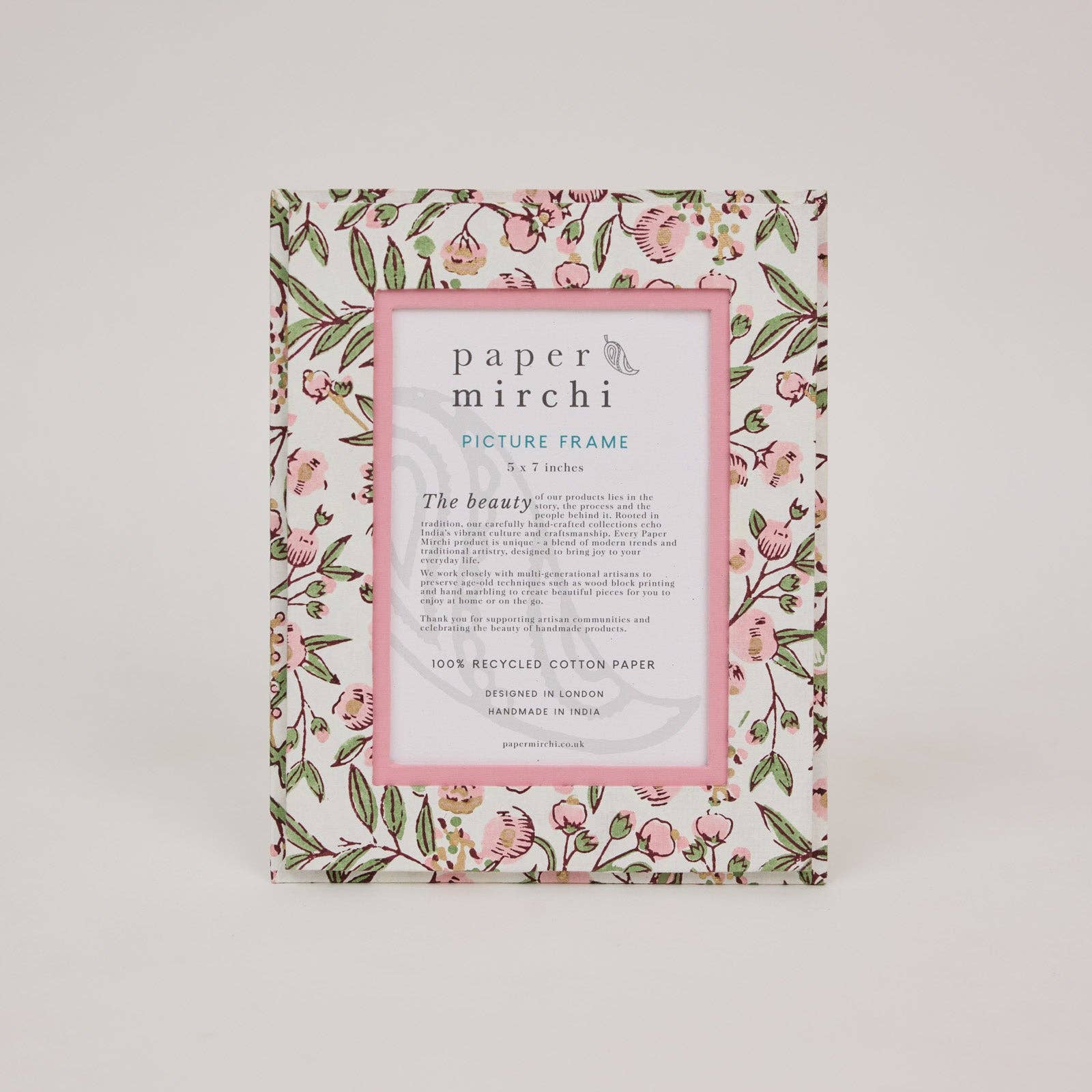 Block Printed Picture Frame (5x7) - Songbird Blush