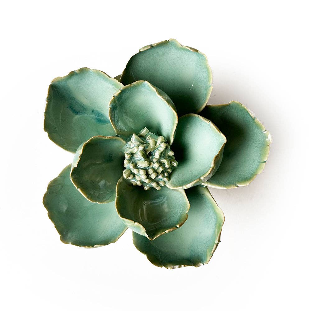 Ceramic Flower - English Garden Milk Teal Poppy
