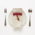Red Stripe Vintage Linen Napkins Set of 2