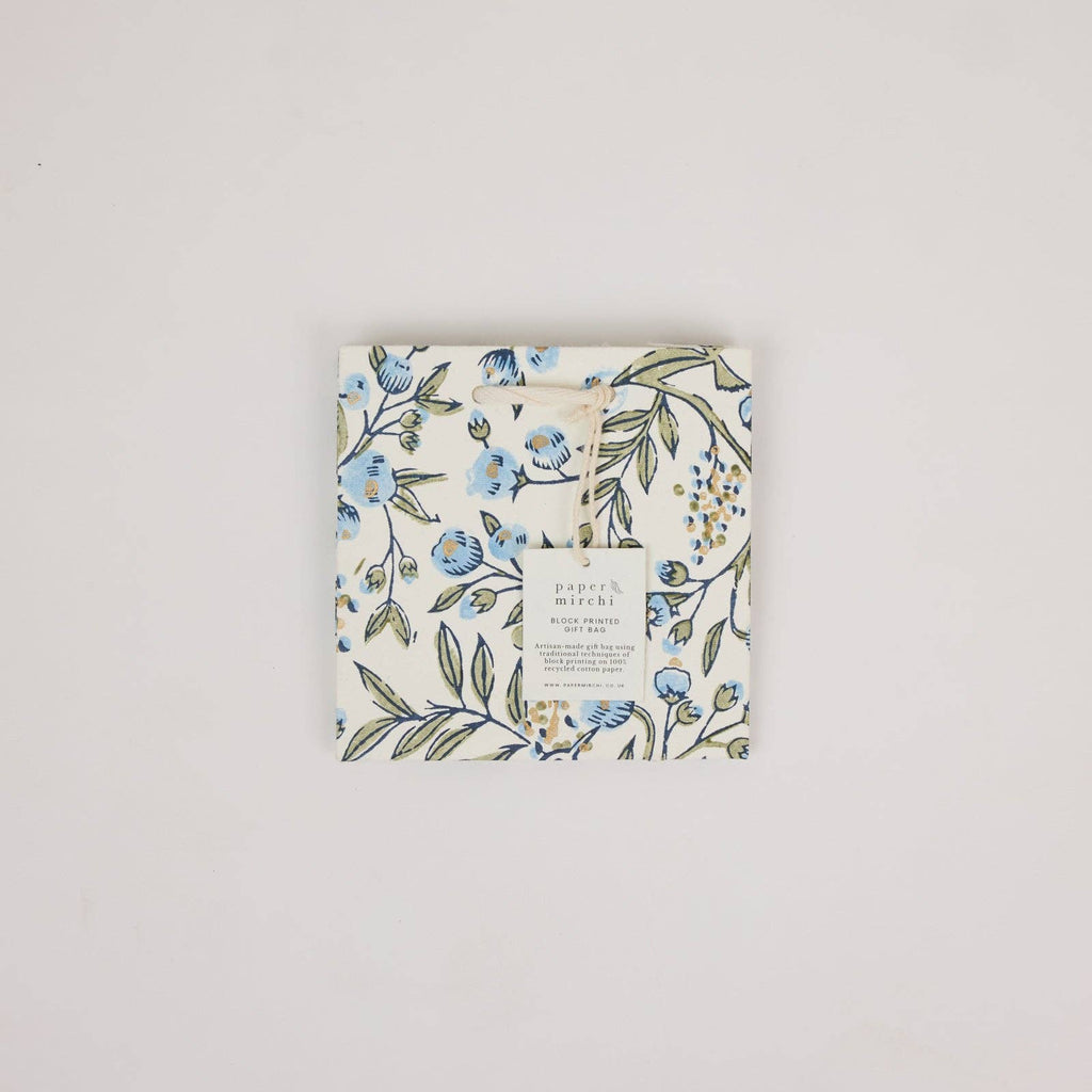 Block Printed Gift Bags (Small) - Blue Stone Refresh
