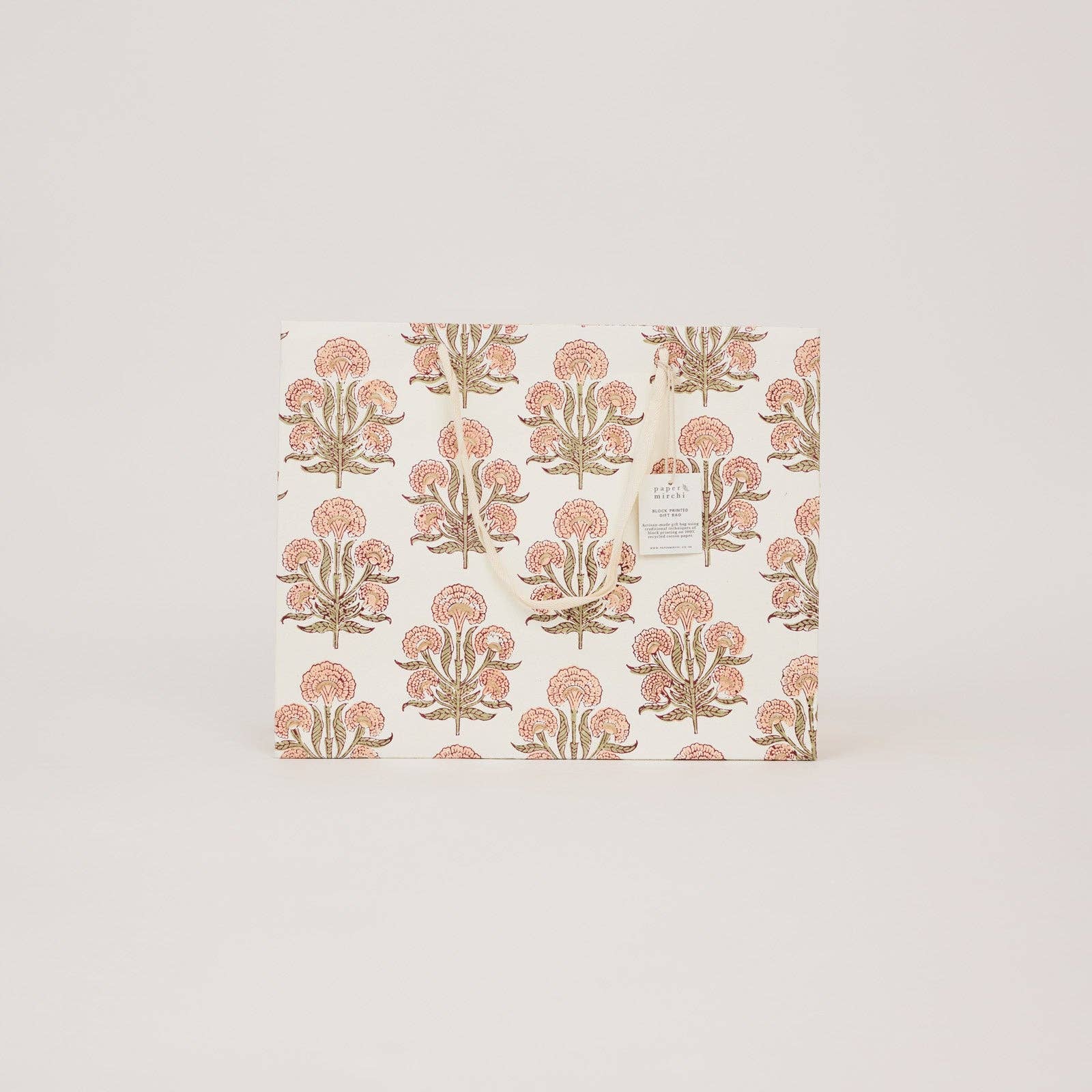 Block Printed Gift Bags (Large) - Terracotta