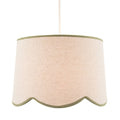 Natural Oatmeal Textured Linen Scallop Lamp Shade with Olive Trims