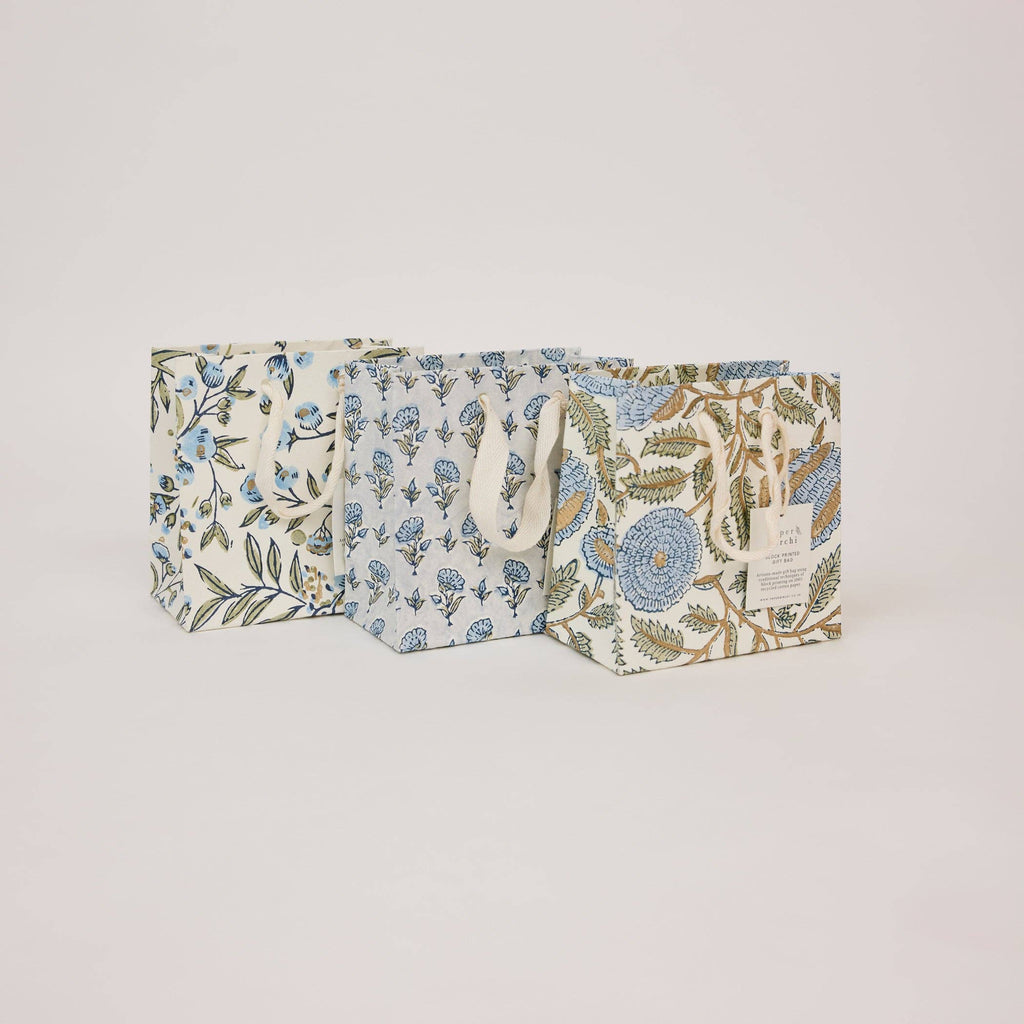 Block Printed Gift Bags (Small) - Blue Stone Refresh