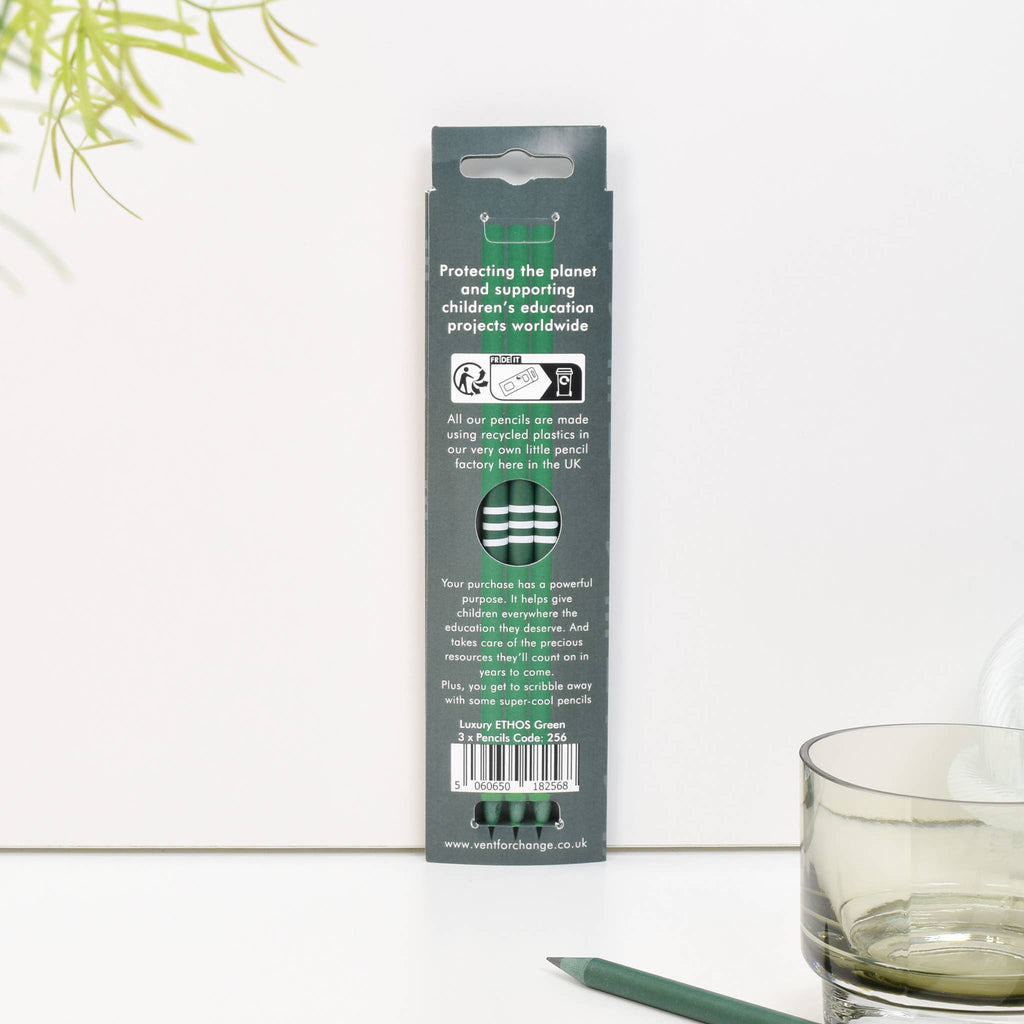 Pencils Pack of 3 recycled - ETHOS Emerald Green