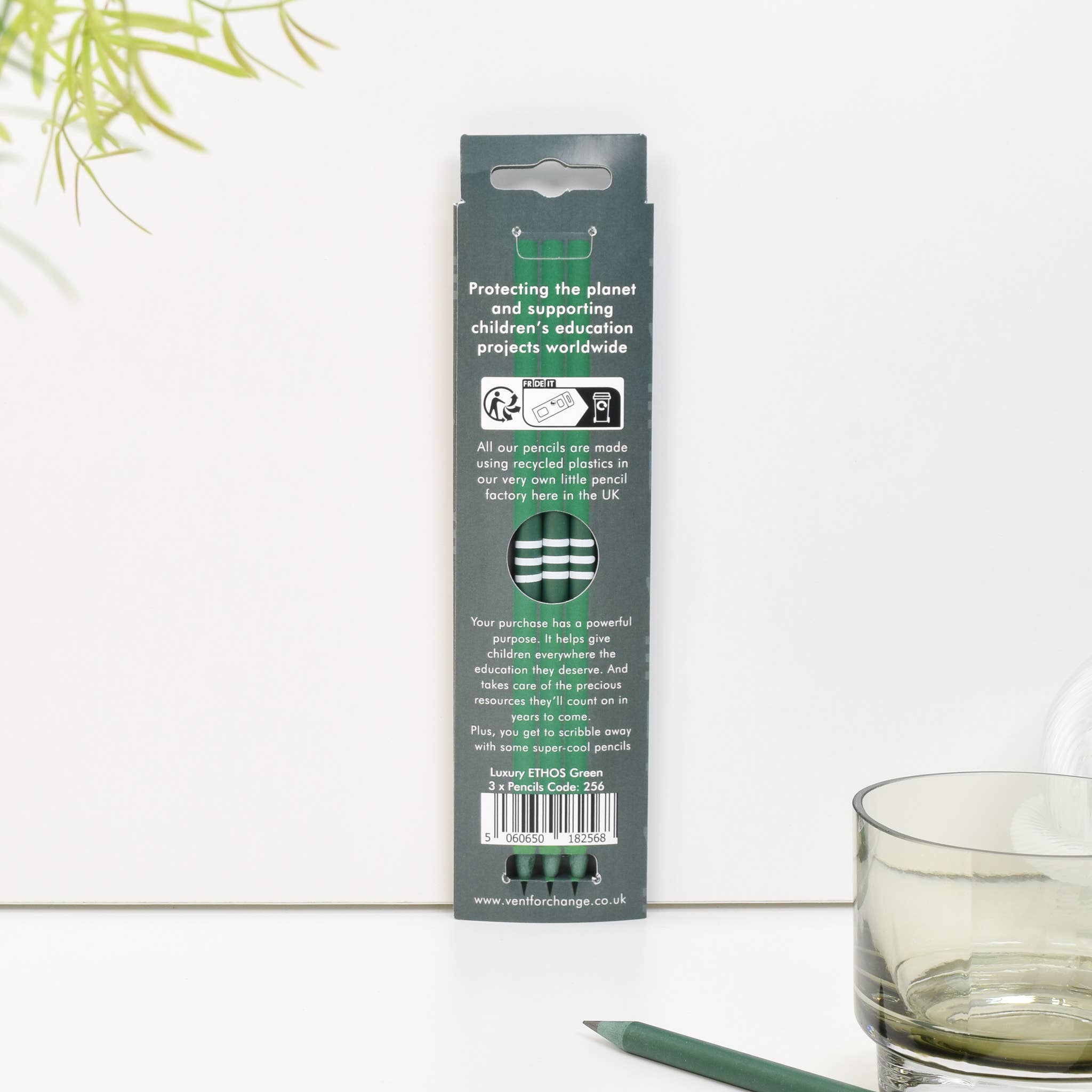 Pencils Pack of 3 recycled - ETHOS Emerald Green