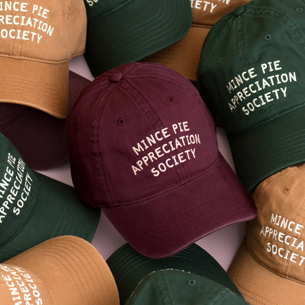 Mince Pie Appreciation Society - Cotton Baseball Cap - Burgundy