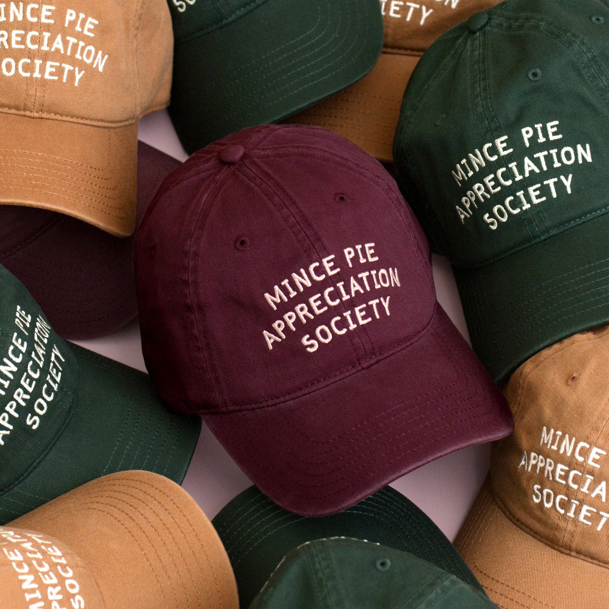 Mince Pie Appreciation Society - Cotton Baseball Cap - Burgundy