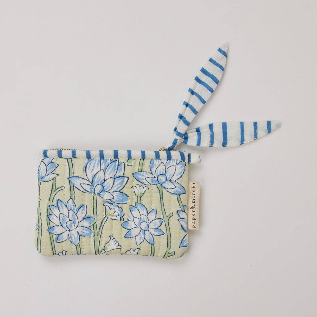 Organic Cotton Zipped Pouch Set 2pk - Floral Indigo