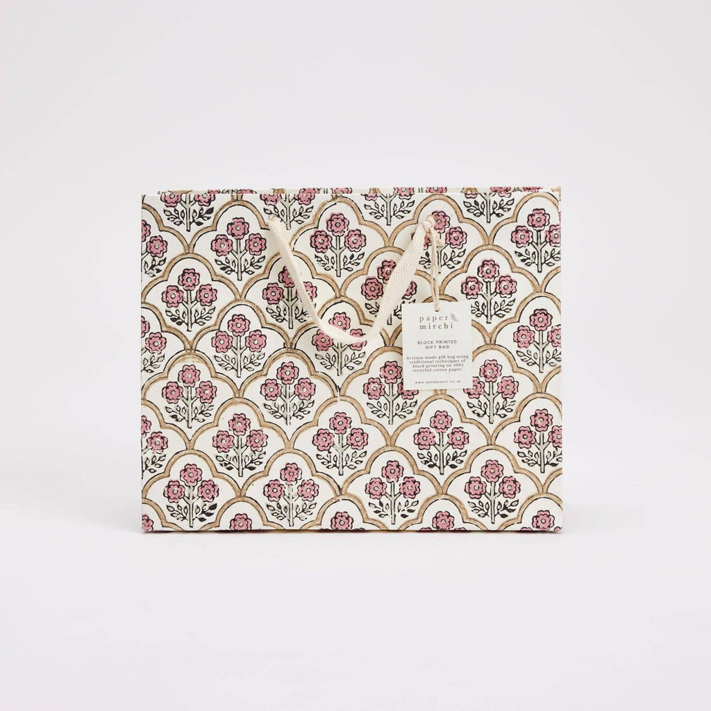 Block Printed Gift Bags (Medium) - Pink Earth