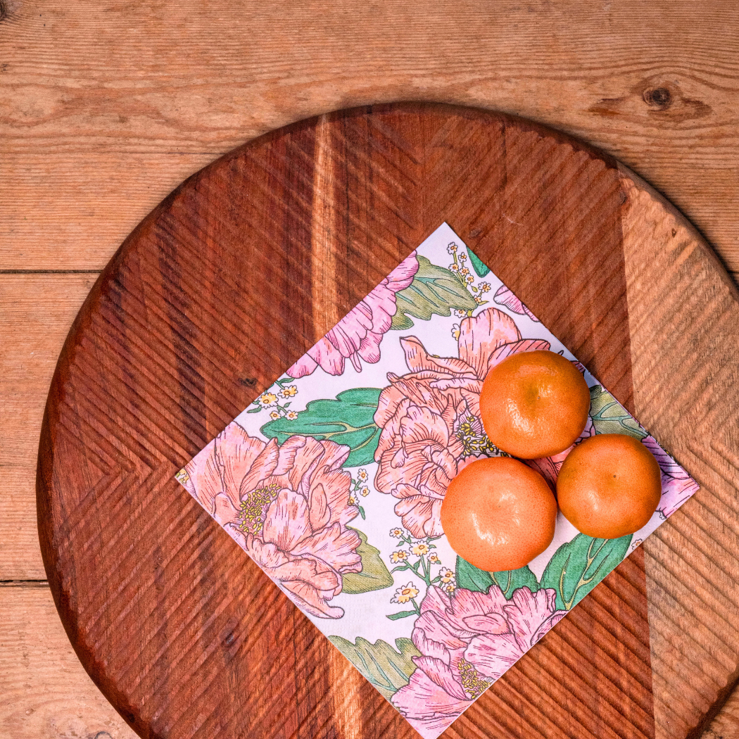 Peonies Floral Paper Napkins for Weddings and Anniversaries
