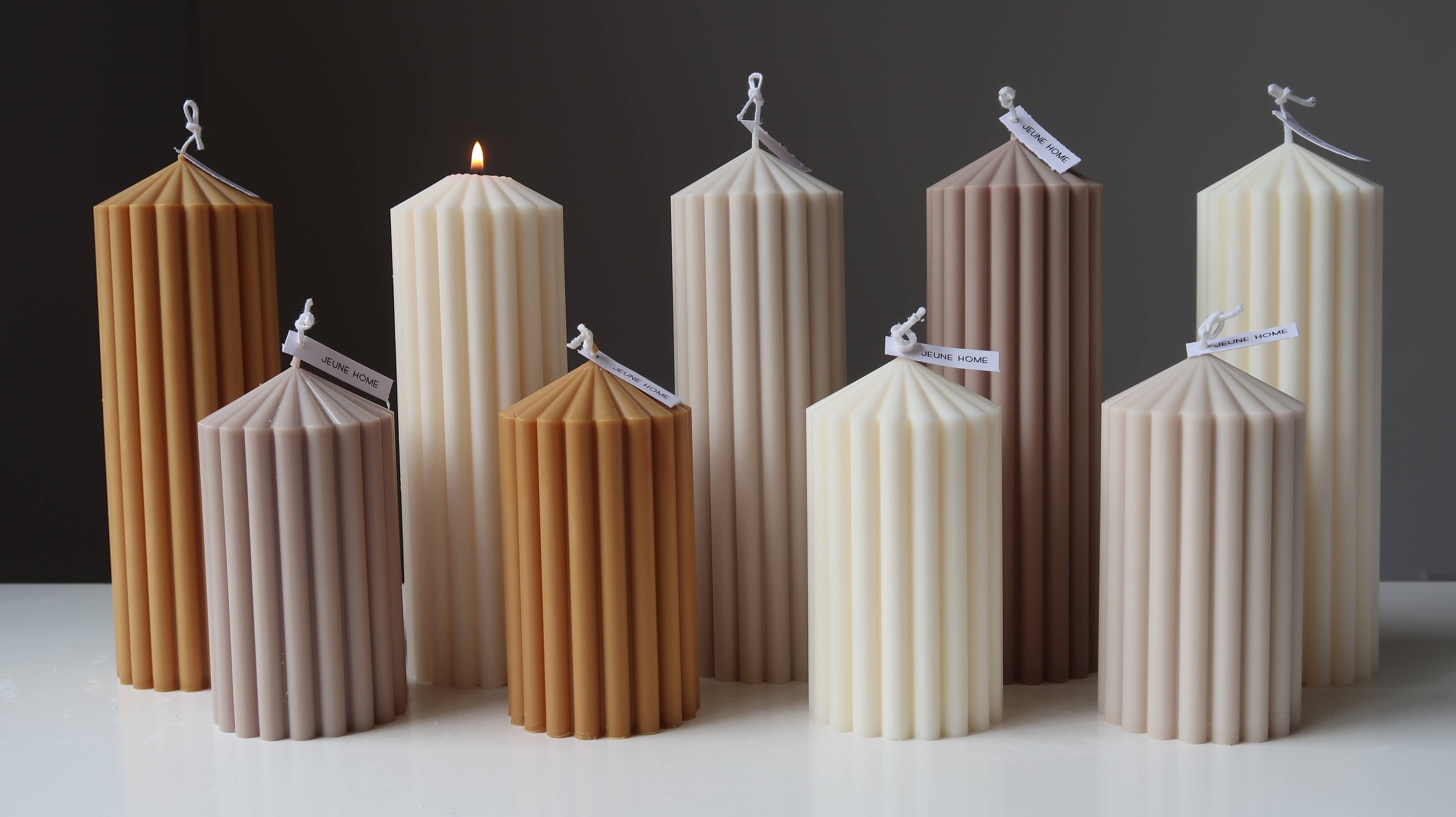 Tall ribbed thick soy scented candle