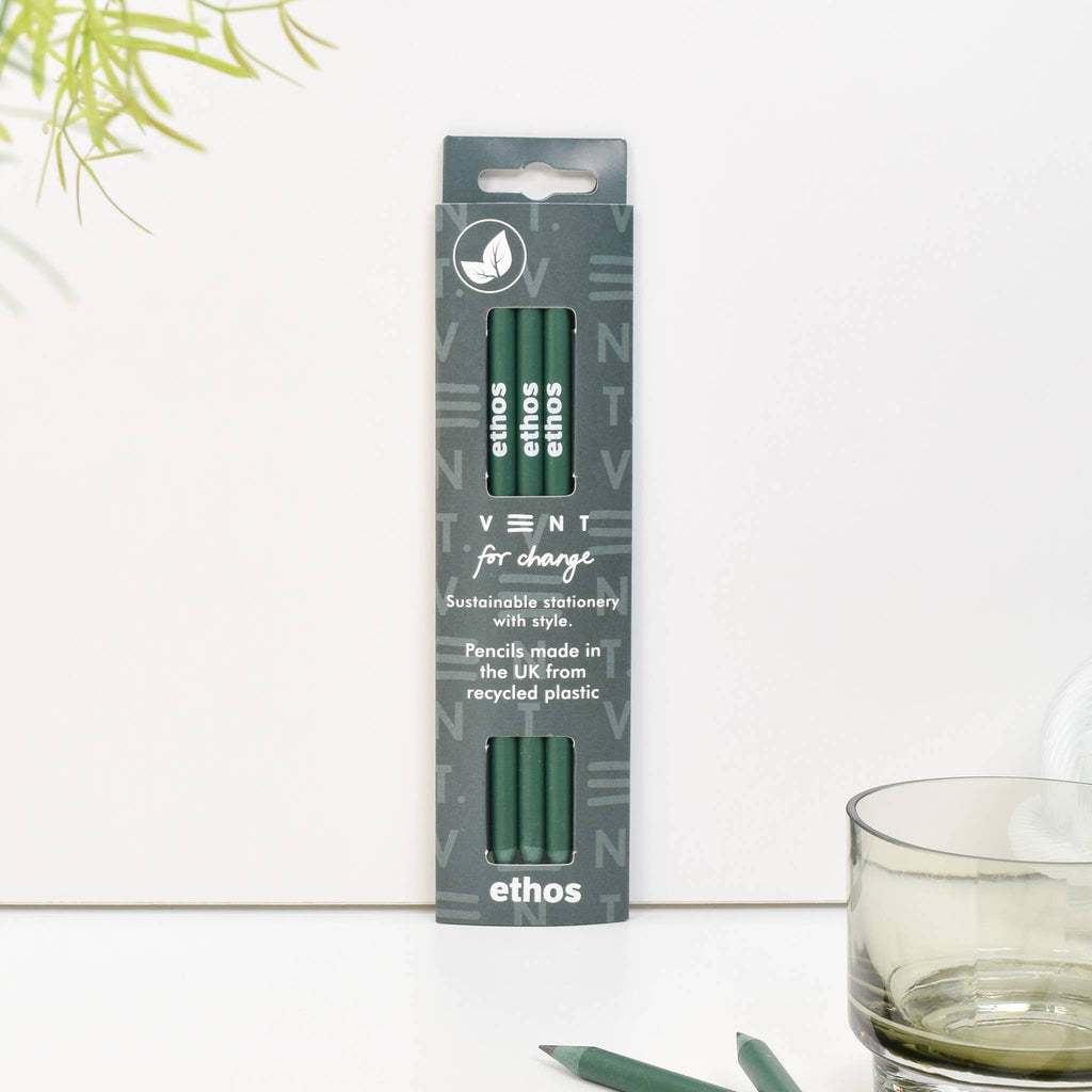 Pencils Pack of 3 recycled - ETHOS Emerald Green