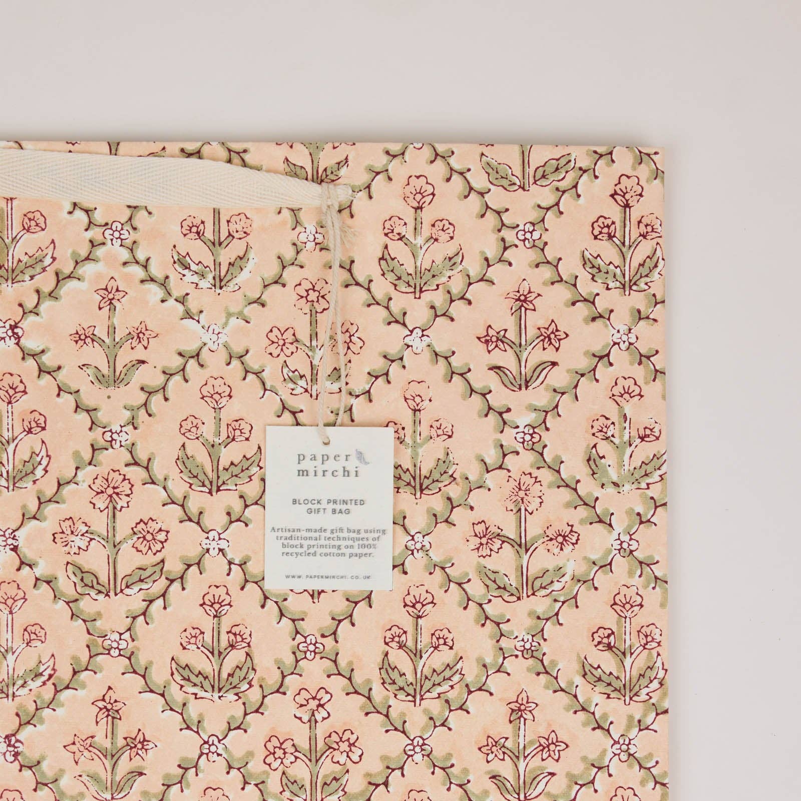 Block Printed Gift Bags (Large) - Terracotta