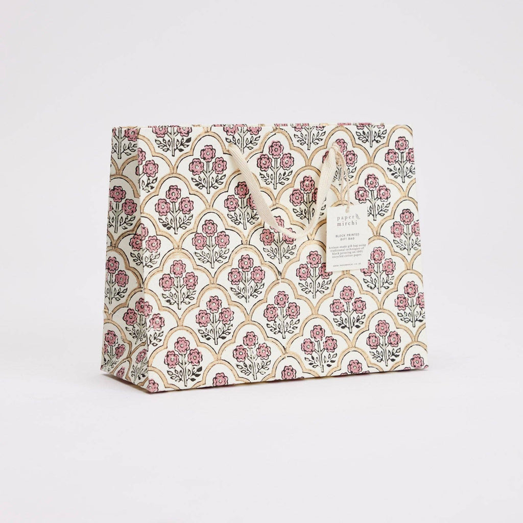 Block Printed Gift Bags (Medium) - Pink Earth