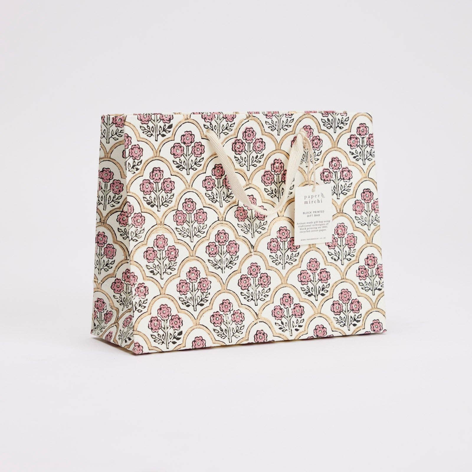 Block Printed Gift Bags (Medium) - Pink Earth