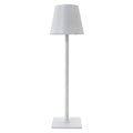 Tall White Rechargeable Touch Dimmable Table Lamp with Metal Shade
