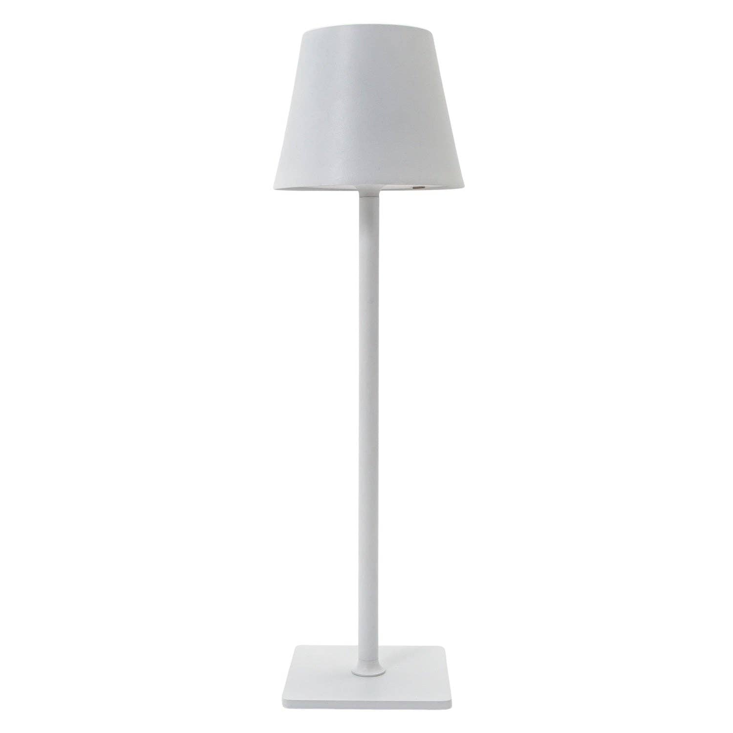 Tall White Rechargeable Touch Dimmable Table Lamp with Metal Shade