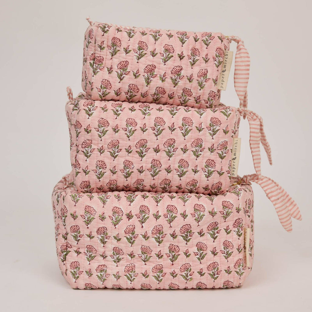 Organic Cotton Toiletry Bag (Large) - Ditsy Floral Blush