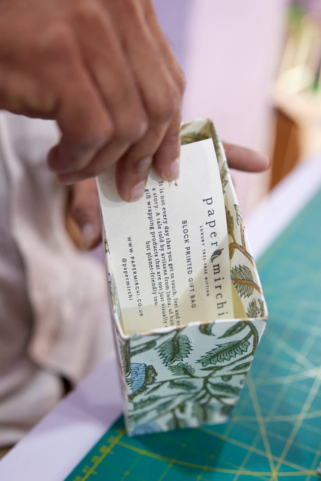 Block Printed Gift Bags (Small) - Blue Stone Refresh