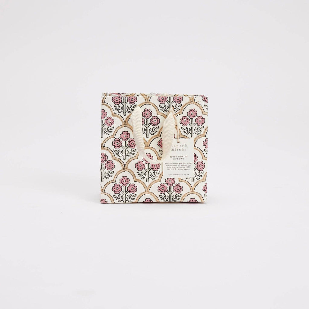 Block Printed Gift Bags (Small) - Pink Earth