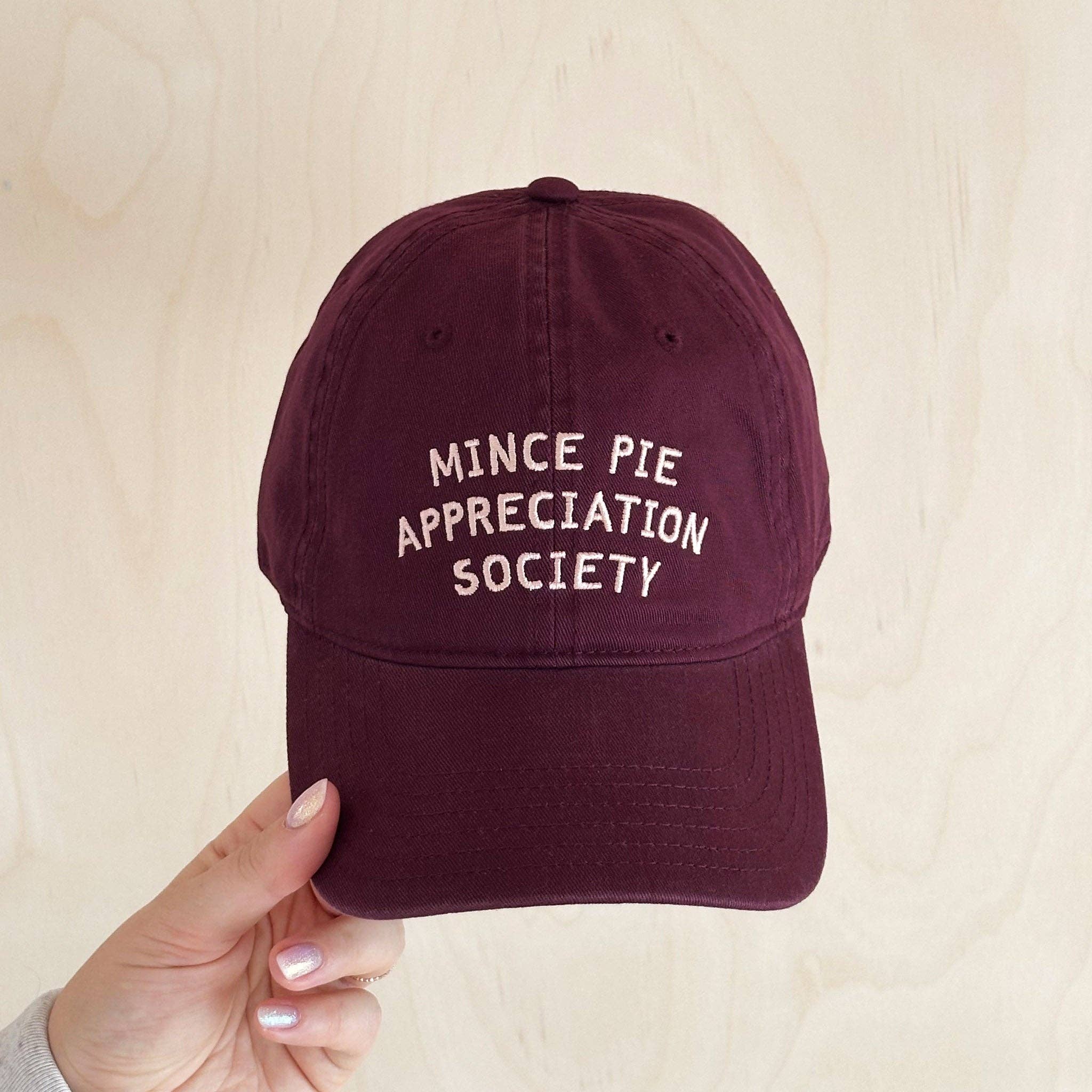Mince Pie Appreciation Society - Cotton Baseball Cap - Burgundy