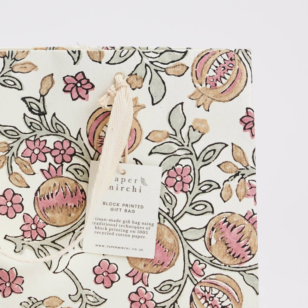 Block Printed Gift Bags (Medium) - Pink Earth