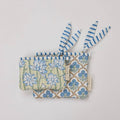 Organic Cotton Zipped Pouch Set 2pk - Floral Indigo