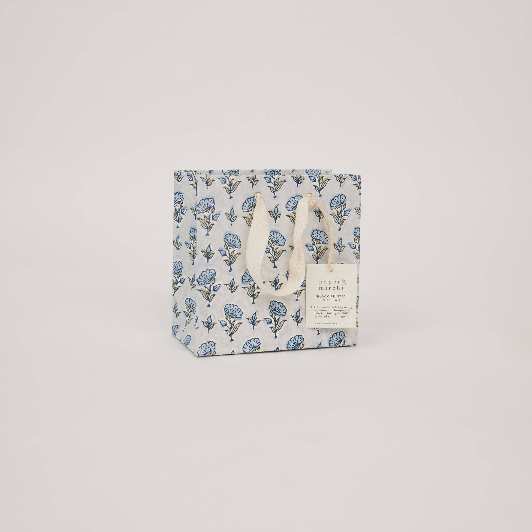 Block Printed Gift Bags (Small) - Blue Stone Refresh