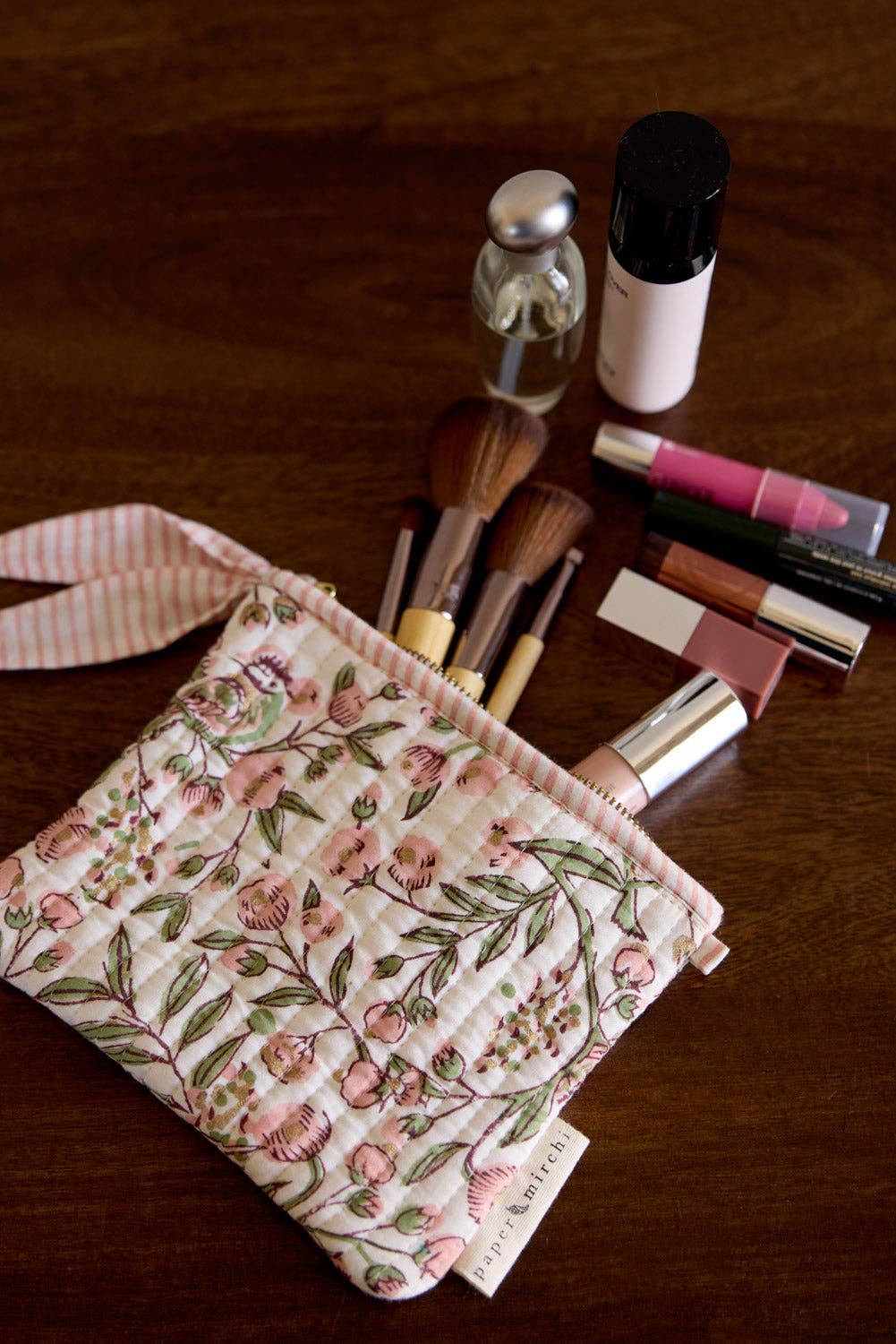 Organic Cotton Zipped Pouch Set 2pk - Floral Blush