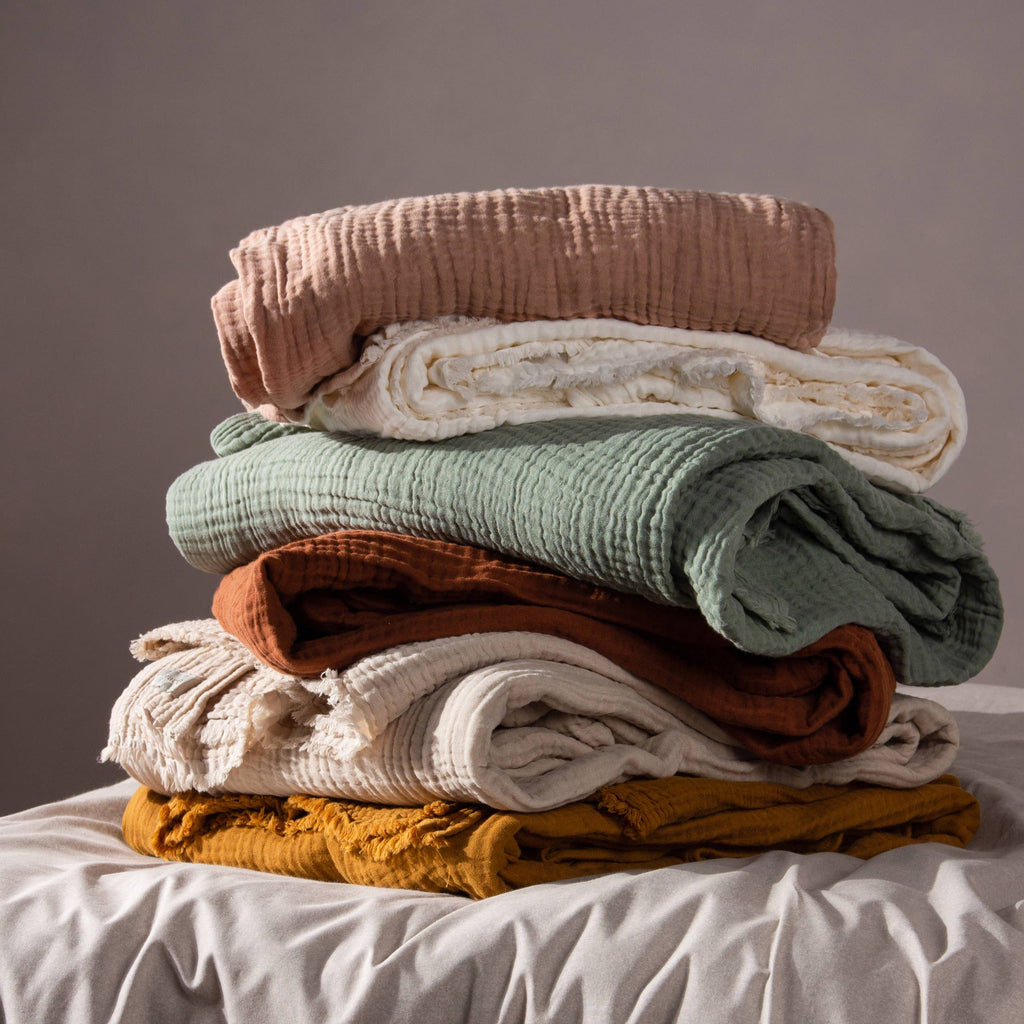 Lark Muslin Cotton Throw Pink Clay
