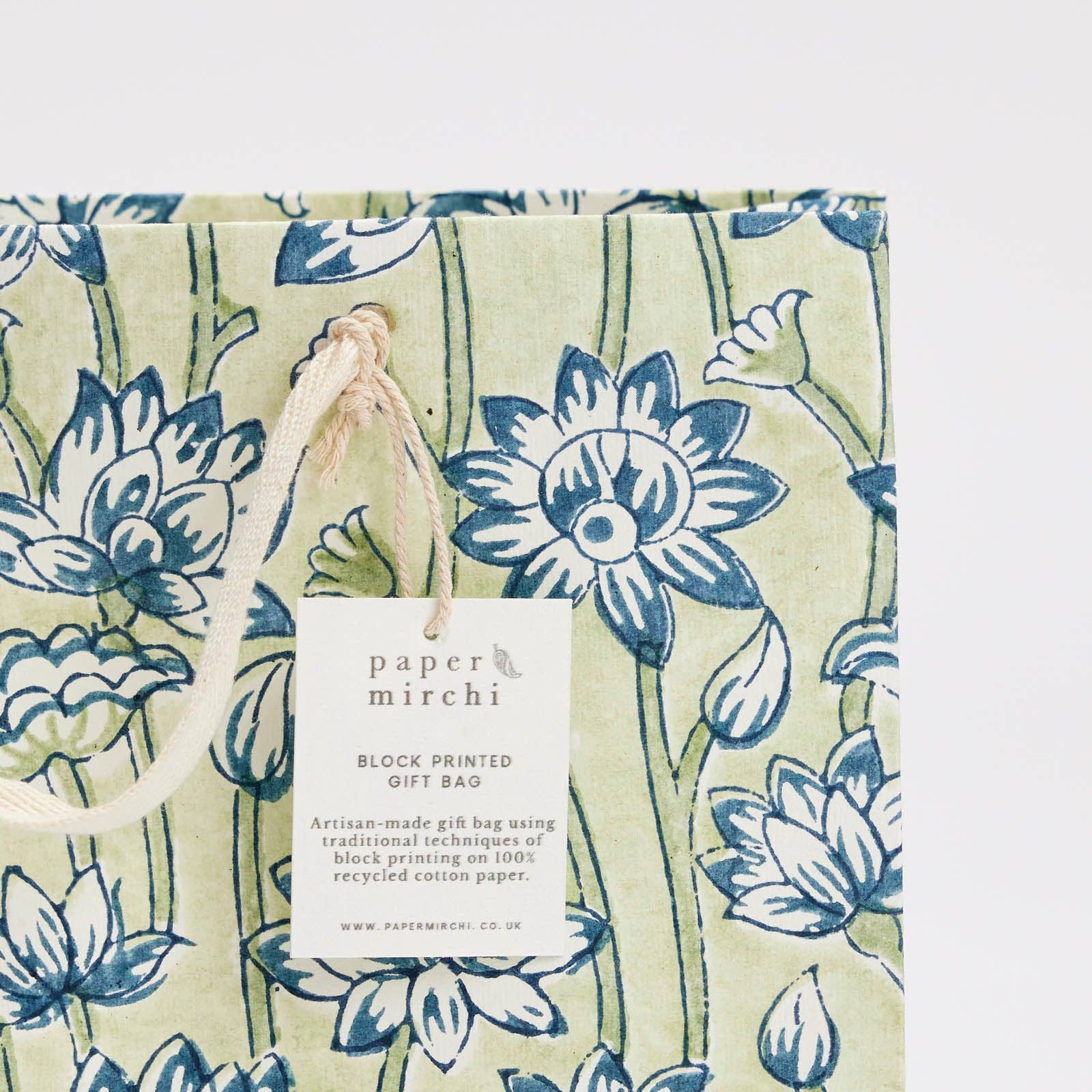 Block Printed Gift Bags (Medium) - Indigo