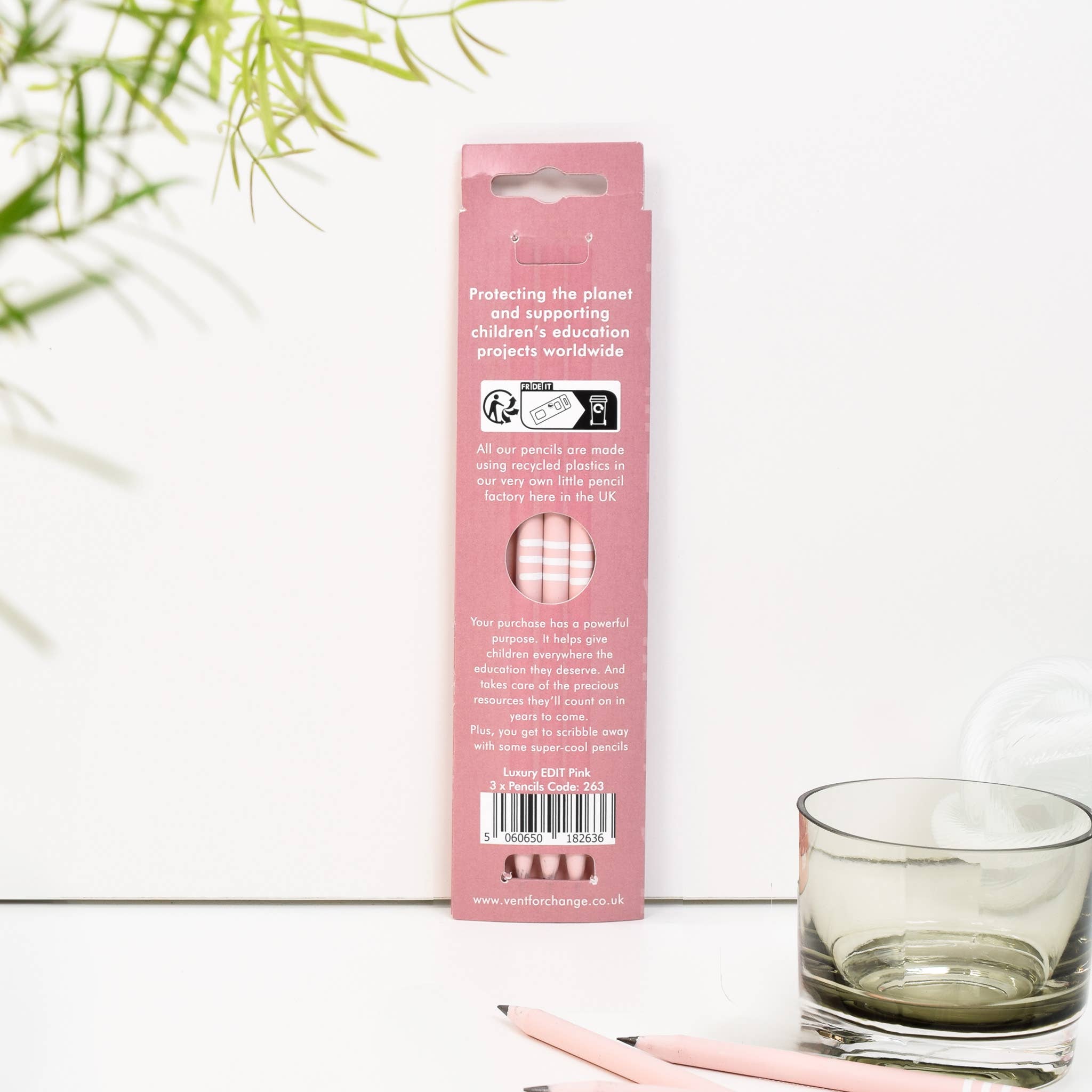 Pencils Pack of 3 recycled - EDIT Powder Pink