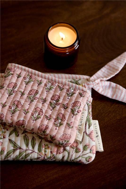 Organic Cotton Zipped Pouch Set 2pk - Floral Blush